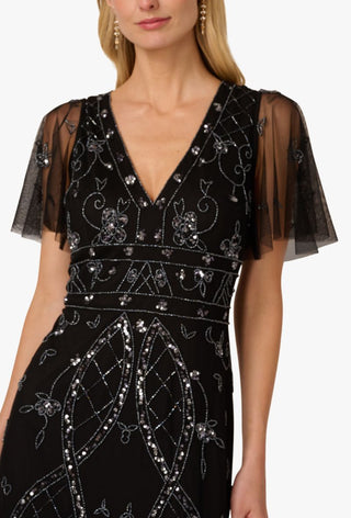 Bead flutter sleeve dress - Dresses Boutique B.V.