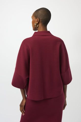 Boxy Pullover With Polo Collar Merlot - Dresses Boutique B.V.
