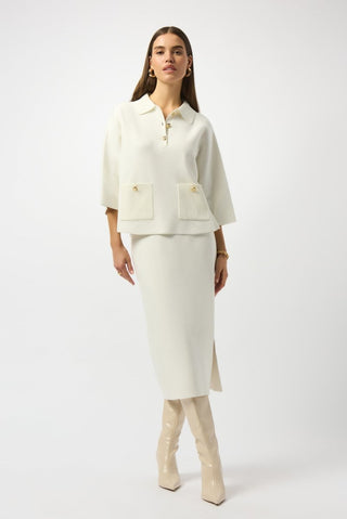 Boxy Pullover With Polo Collar Winter White - Dresses Boutique B.V.