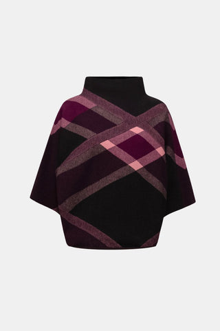 Brushed Viscose And Nylon Plaid Funnel - Neck Sweater Black / Multi - Dresses Boutique B.V.