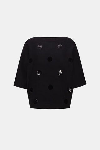 Brushed boxy embroidered sweater - Dresses Boutique B.V.