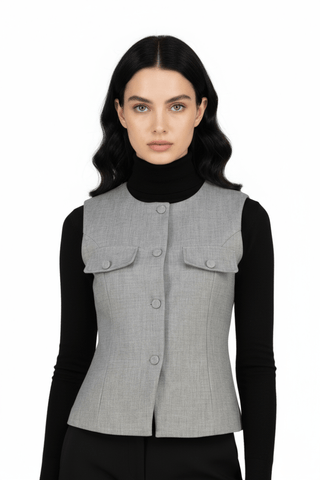 Cartagena gilet Light grey - Dresses Boutique B.V.