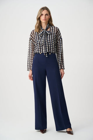 Chiffon Geometric - Print Tie - Neck Blouse - Dresses Boutique B.V.