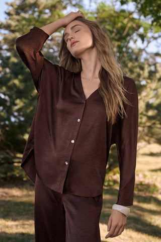Crushed Satin Boxy Top With Dolman Sleeves - Dresses Boutique B.V.