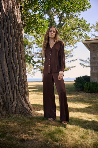Crushed Satin Boxy Top With Dolman Sleeves - Dresses Boutique B.V.