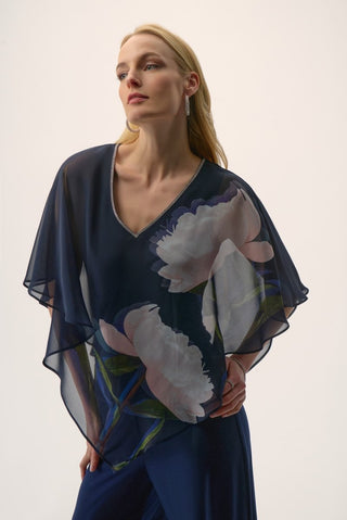 Floral Print Poncho Top - Dresses Boutique B.V.