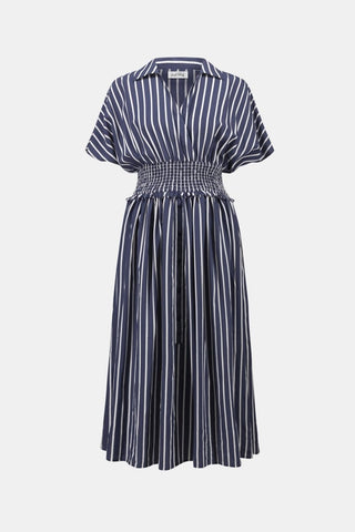 Flowy Poplin Stripe Print Fit And Flare Dress - Dresses Boutique B.V.