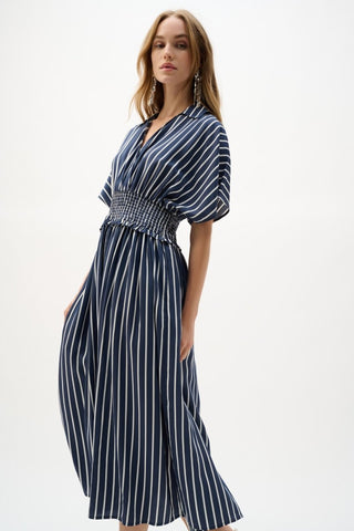 Flowy Poplin Stripe Print Fit And Flare Dress - Dresses Boutique B.V.