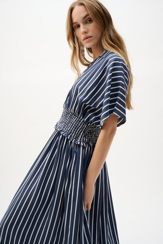Flowy Poplin Stripe Print Fit And Flare Dress - Dresses Boutique B.V.