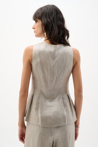 Foiled linen peplum vest - Dresses Boutique B.V.
