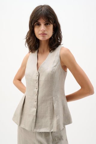 Foiled linen peplum vest - Dresses Boutique B.V.