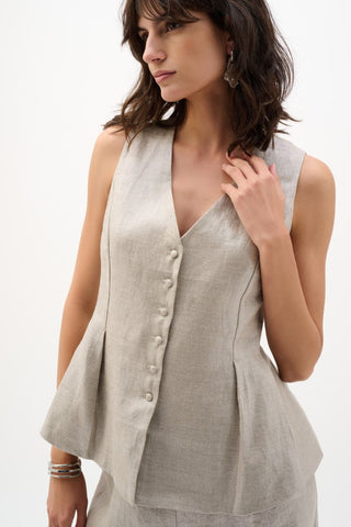 Foiled linen peplum vest - Dresses Boutique B.V.