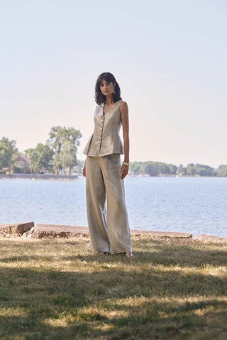 Foiled linen peplum vest - Dresses Boutique B.V.