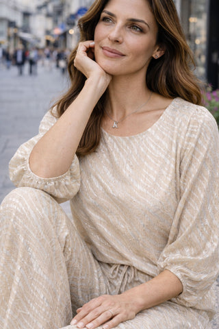 Ranu lurex blouse Beige / Silver