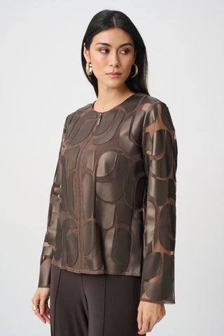 Leatherette And Mesh Embroidered Jacket - Dresses Boutique B.V.