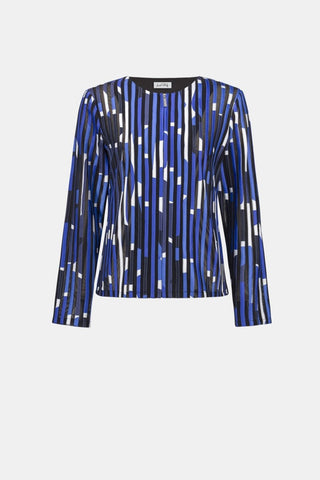 Mesh And Satin Geometric Print Fitted Jacket - Dresses Boutique B.V.