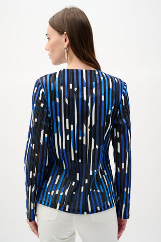 Mesh And Satin Geometric Print Fitted Jacket - Dresses Boutique B.V.