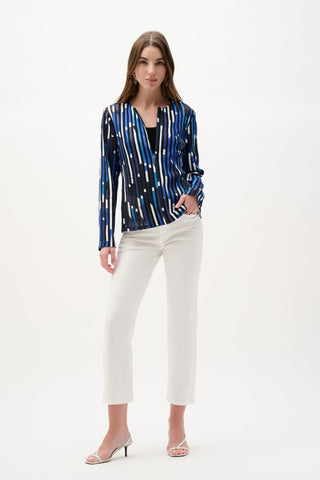 Mesh And Satin Geometric Print Fitted Jacket - Dresses Boutique B.V.