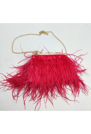 Ostrich feather clutch Fuchsia - Dresses Boutique B.V.
