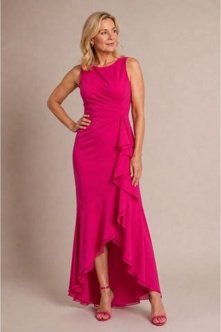 Ruffle crepe halter gown - Dresses Boutique B.V.