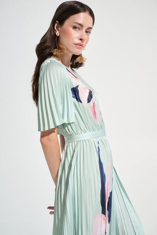 Satin Floral Print Fit And Flare Dress - Dresses Boutique B.V.