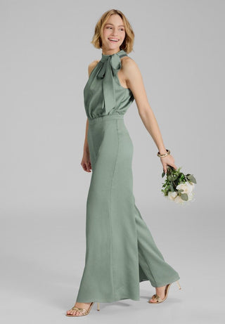 Satin tie - neck jumpsuit - Dresses Boutique B.V.