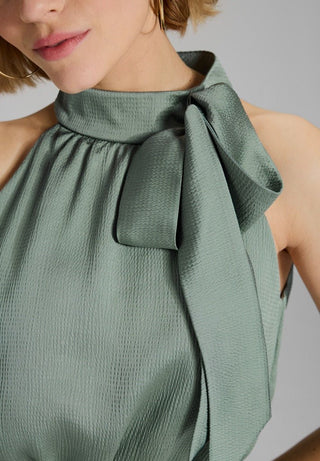 Satin tie - neck jumpsuit - Dresses Boutique B.V.