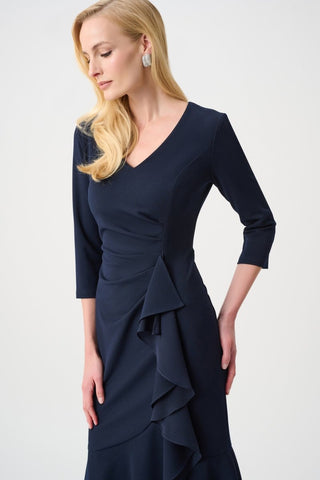 Scuba Crepe and Chiffon Ruffled Trumpet Gown - Dresses Boutique B.V.