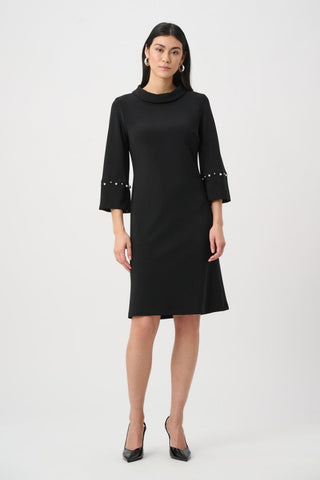 Silky Knit A - Line Dress With Pearl Detail - Dresses Boutique B.V.