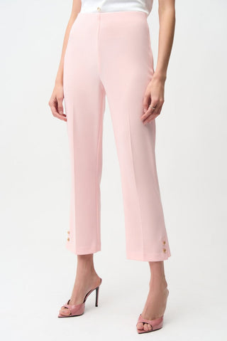Silky Knit Crop Pull - On Pants With Gold Buttons Petal Pink - Dresses Boutique B.V.