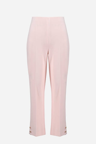 Silky Knit Crop Pull - On Pants With Gold Buttons Petal Pink - Dresses Boutique B.V.
