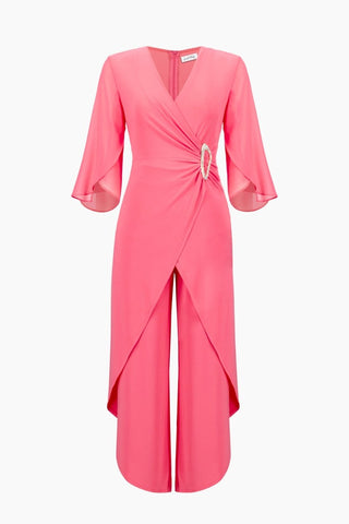 Silky Knit Culotte Jumpsuit Paradise Coral - Dresses Boutique B.V.