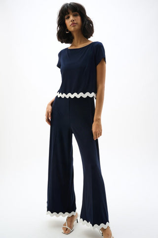 Silky Knit Culotte Jumpsuit With Contrast Trim - Dresses Boutique B.V.
