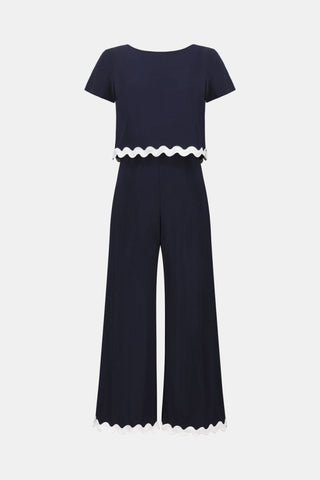 Silky Knit Culotte Jumpsuit With Contrast Trim - Dresses Boutique B.V.