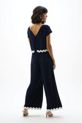 Silky Knit Culotte Jumpsuit With Contrast Trim - Dresses Boutique B.V.