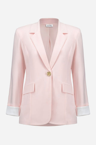 Silky Knit Fitted Blazer With Statement Button - Dresses Boutique B.V.