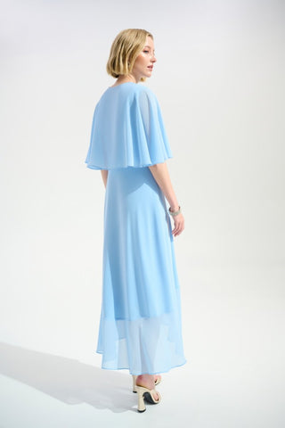 Silky Knit Flowy Wrap Dress Sky Blue - Dresses Boutique B.V.