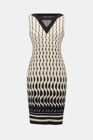 SilkyKnitGeometricPrintSheathDress_Beige_Black_2