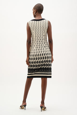 SilkyKnitGeometricPrintSheathDress_Beige_Black_3