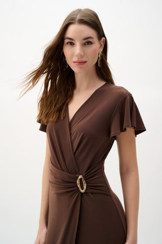 Silky Knit Wrap Dress With Ruffled Sleeves - Dresses Boutique B.V.