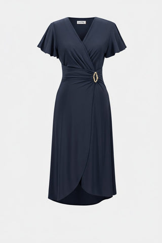 Silky Knit Wrap Dress With Ruffled Sleeves - Dresses Boutique B.V.