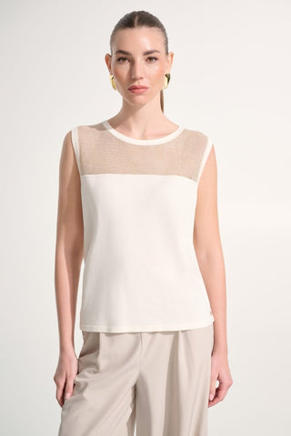 Soft Knit Straight Cami With Mesh Yoke - Dresses Boutique B.V.