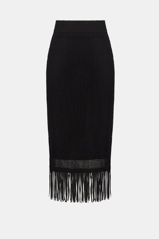 Viscose Sweater Knit Pull - On Skirt With Fringe Trim - Dresses Boutique B.V.