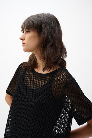 Viscose Sweater Knit Top With Fringe Trim - Dresses Boutique B.V.