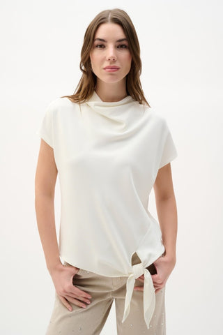 Woven Twill Boxy Top With Cowl Neck - Dresses Boutique B.V.