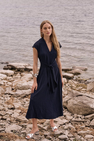 Woven seersucker fit and flare dress - Dresses Boutique B.V.