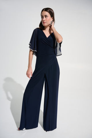 Wrap wide leg jumpsuit rhinestone trim - Dresses Boutique B.V.