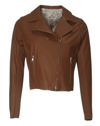 Camel leather biker jacket Camel - Dresses Boutique B.V.
