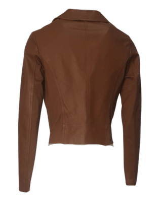 Camel leather biker jacket Camel - Dresses Boutique B.V.