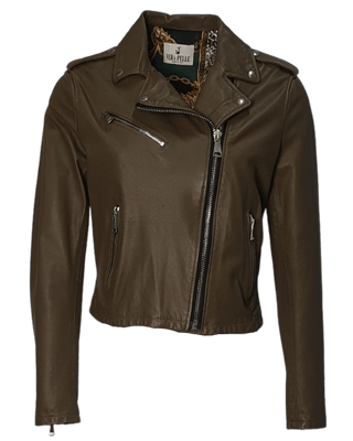 Green leather biker jacket - Dresses Boutique B.V.